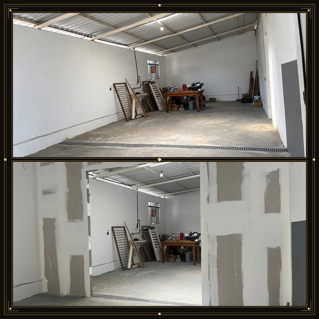 Antes e depois da instalação de paredes divisórias em drywall