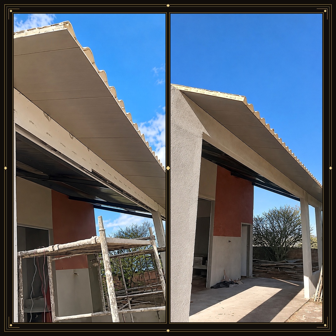 Antes e depois de forro externo em placas Glasroc